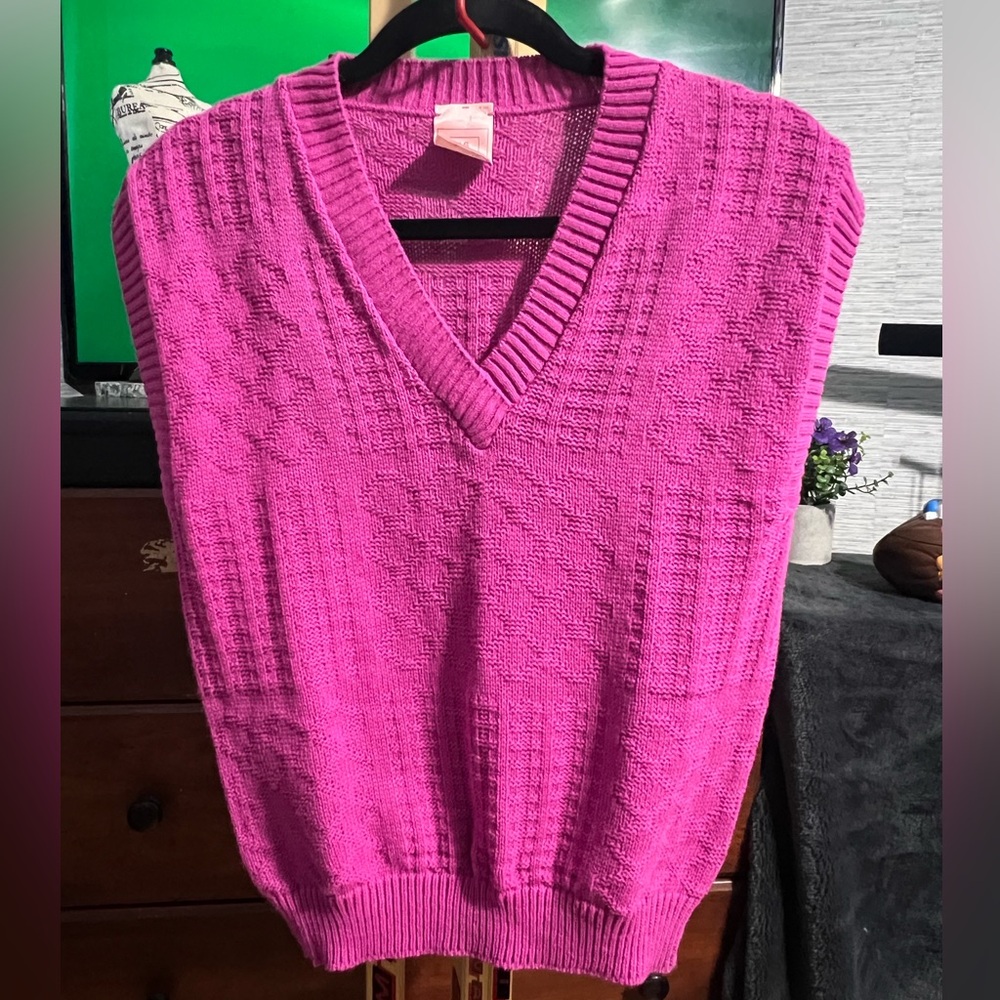 8. 70’s-80’s Sears Women's V-Neck Sweater Vest in  Pink & in Blue! Amazing!!! 🤩